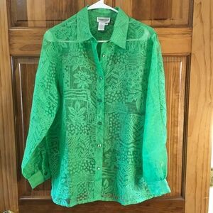 Coldwater Creek Women’s M semi-sheer vibrant green